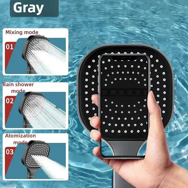 3-Modes High Pressure Shower Head Water Saving Shower Heads Adjustable Water Massage Sprayer Home Bathroom Accessories Oasis Select Grey Shower