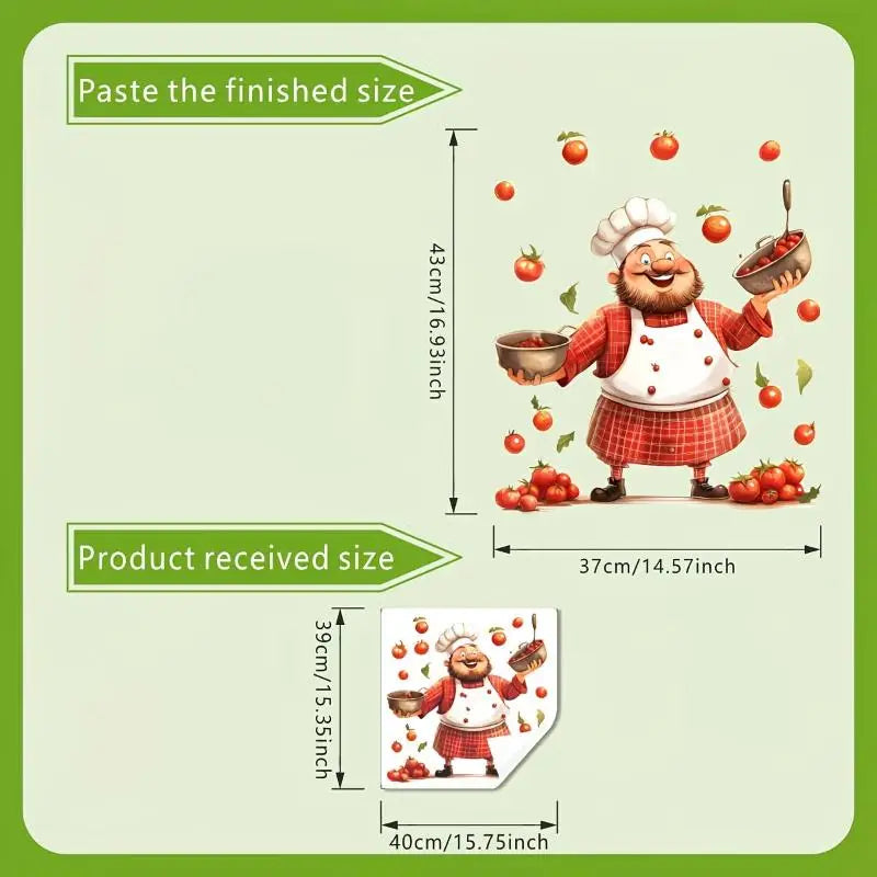 Chef Kitchen Stickers – Fun Removable PVC Appliance Decals