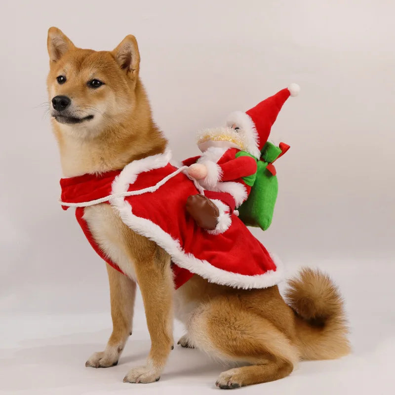 New Santa Claus Riding Suit Pet Christmas Dog and Cat Clothing Dog Clothes for Small Dogs Oasis Select