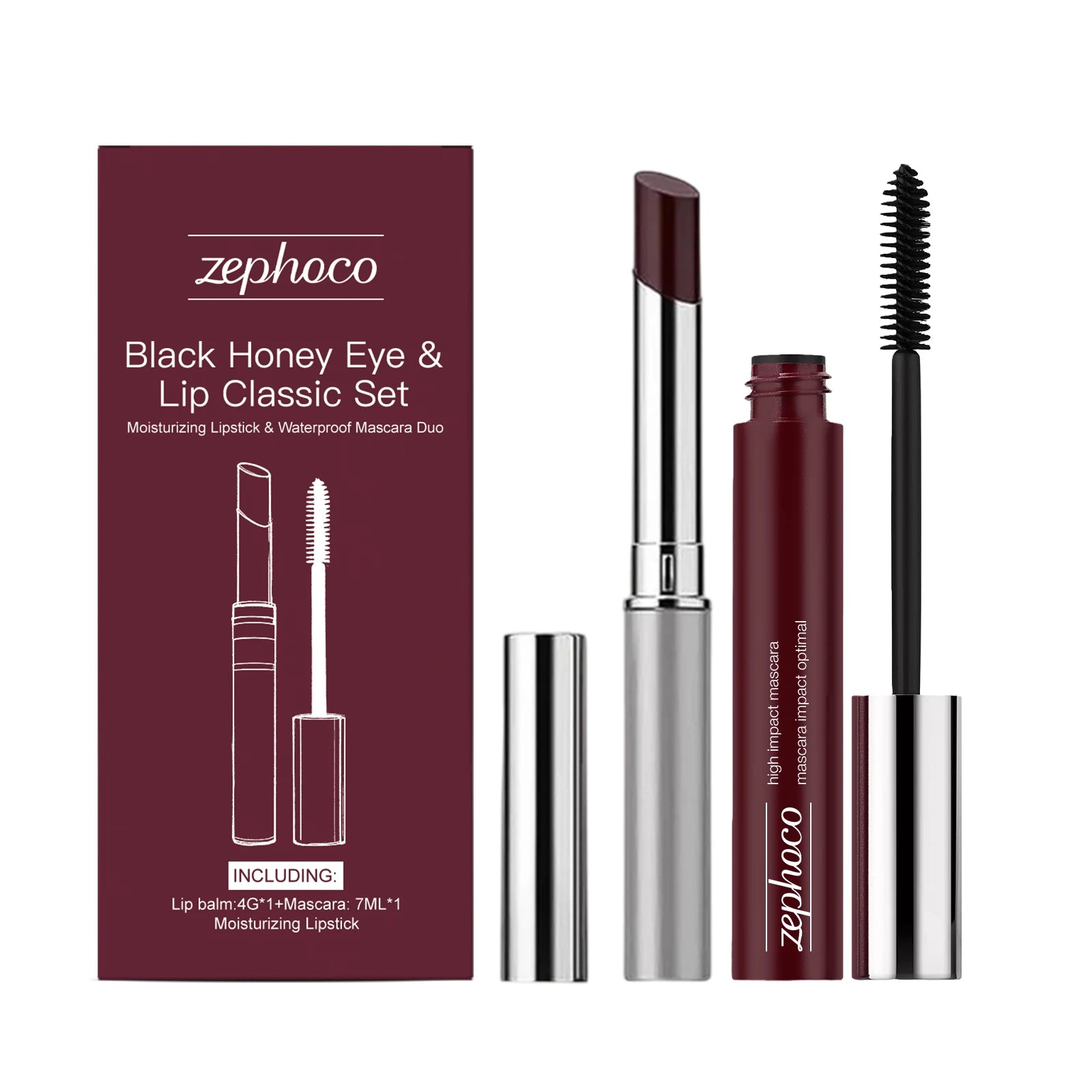 Black Honey Eye & Lip Makeup Set – Lipstick, Gloss & Lash Curler Makeup Gift Set Oasis Select 1set boxed