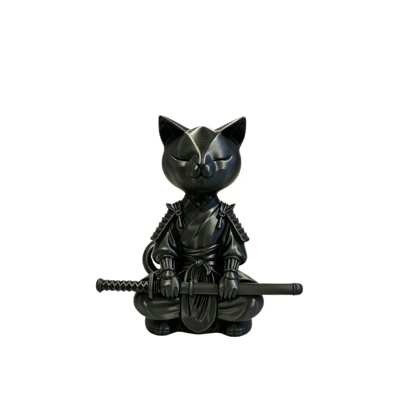 Samurai Cats Figurines Ornaments Japanese Warrior Cats Desktop Statues with Katana for Zen Home & Tea Room Feng Shui Decor Gifts Oasis Select Warrior Cat 2 8x7.6x3.9cm