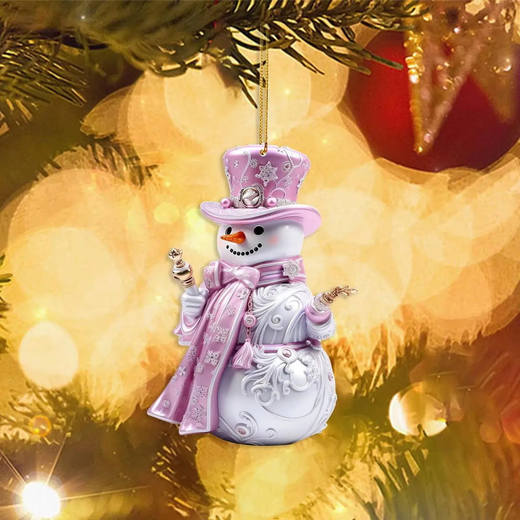 8cm Pink Snowman Hanging Pendants Christmas Decorations Xmas Tree Pink 2D Acrylic Ornaments Home Holiday Decoracion 2025 Navidad Oasis Select