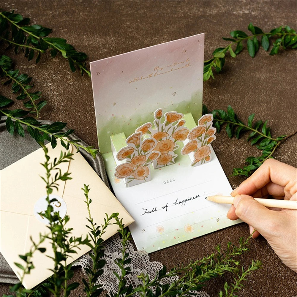 Creative Festival 3D 3D Flower Greeting Card Fresh Birthday Wishes Grateful Folding Card For Teachers Lover Mother Friends Oasis Select