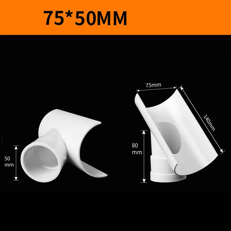 PVC Open Tee Pipe joint Repair Patch Drain Pipe Adapter Tube Connectors for Home Outdoor Industrial Plumbing Accessories Oasis Select 75x50mm Other