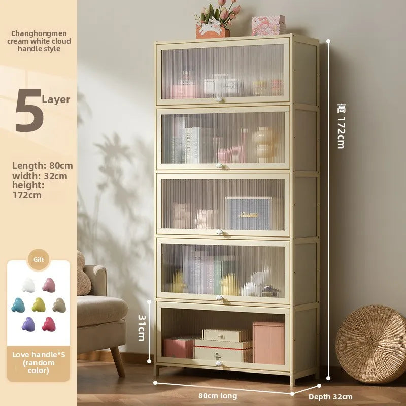 clamshell storage cabinet household living room multi-layer snacks dopamine chest bedroom bedside table storage cabinet Oasis Select Five doors 80 long