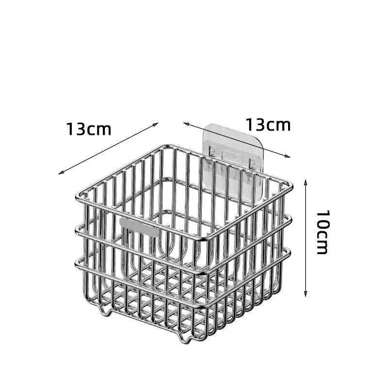 Punch-Free Wall Hanging Kitchen Shelf Storage Rack for Onion Ginger Garlic Condiments Spices Vegetables Fruits with Drain Basket Oasis Select Square L