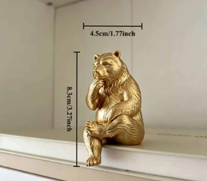 Thinking Bear Edge Sitter Figurine 3D Printed Shelf Table sitting posture Border Decor Bear Mini Home Office Desk Ornament gifts Oasis Select Thinking Bear 1