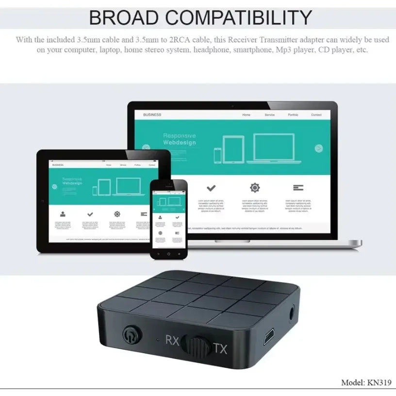 Wireless transmitter audio Bluetooth5.0 kn321 Adapter Audio receiver for Tv Computer Projection Earphone Amplifier Speaker Oasis Select