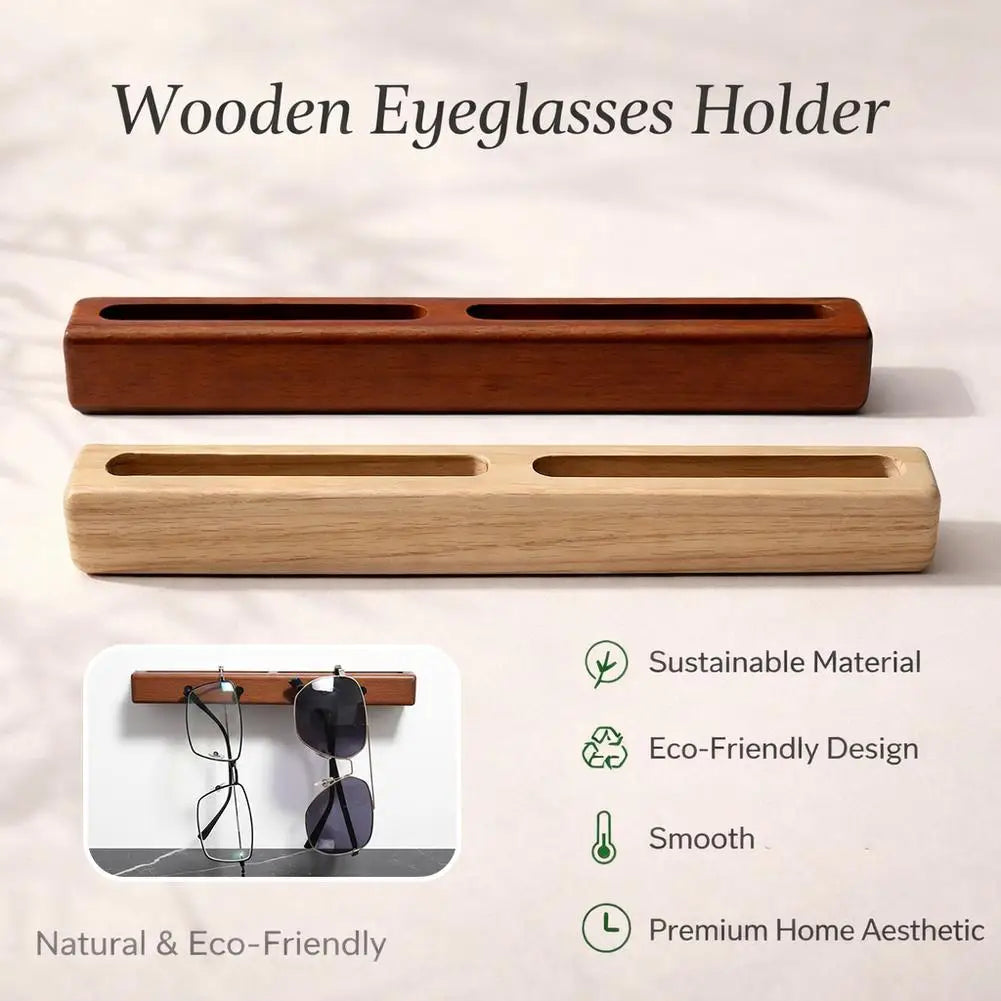 Wall-Mounted Wooden Eyeglasses & Sunglasses Holder Rack