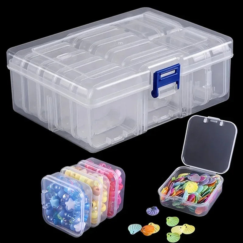 Transparent Plastic Box, Packaging Box, Female Jewelry Portable Handheld Diy Handmade Material Desktop Storage Set Box Oasis Select