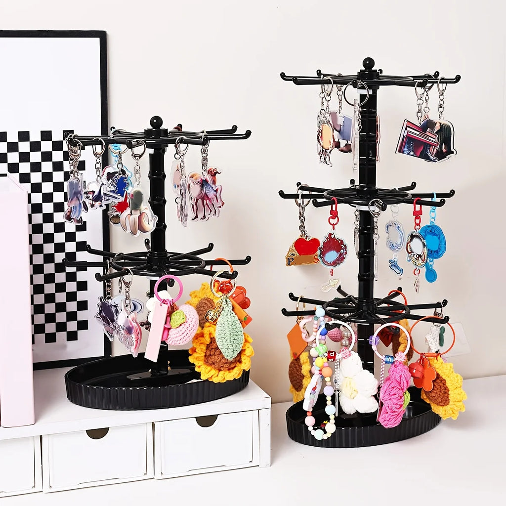 1pc multi-layer adjustablerotatable keychain storage rack jewelry bracelet desktop jewelry accessories display rack holiday gift Oasis Select
