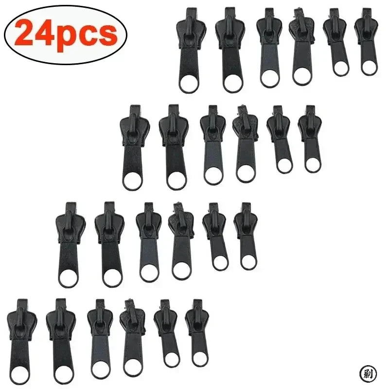 3 Sizes Universal Instant Fix Zipper Repair Kit Replacement Zip Slider Teeth Rescue Sewing Clothes Bag Zippers Tool Accessories Oasis Select Black-24pcs