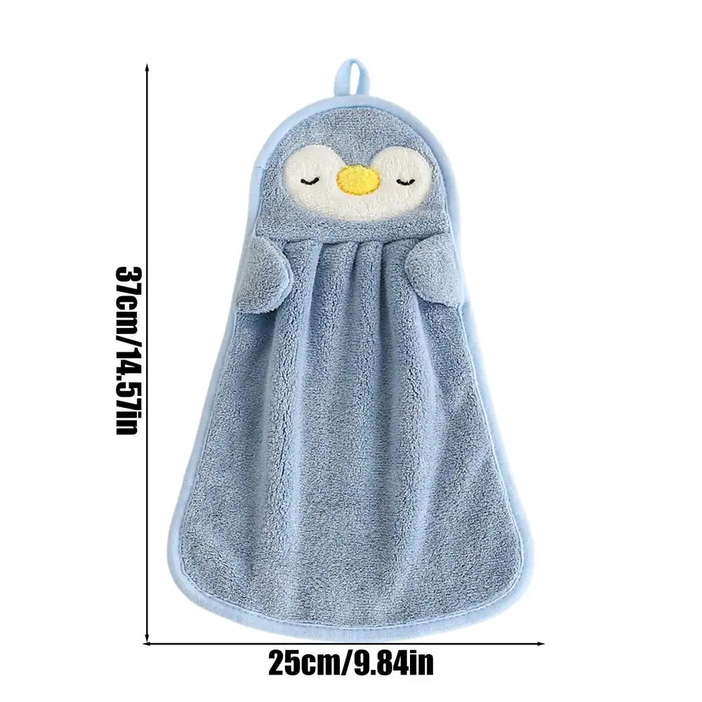 Hand Towels Absorbent Velvet Hand Towel Cute Animal Design Household Hanging Kitchen Dishwashing Towel for Home Bathroom Oasis Select Blue