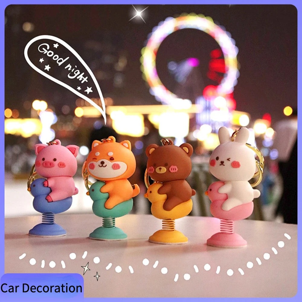 Car Panel Dashboard Decoration Cartoon Animal Shaking Head Spring Toys PVC Car Ornament Doll Auto Interior Accessories Gift Oasis Select