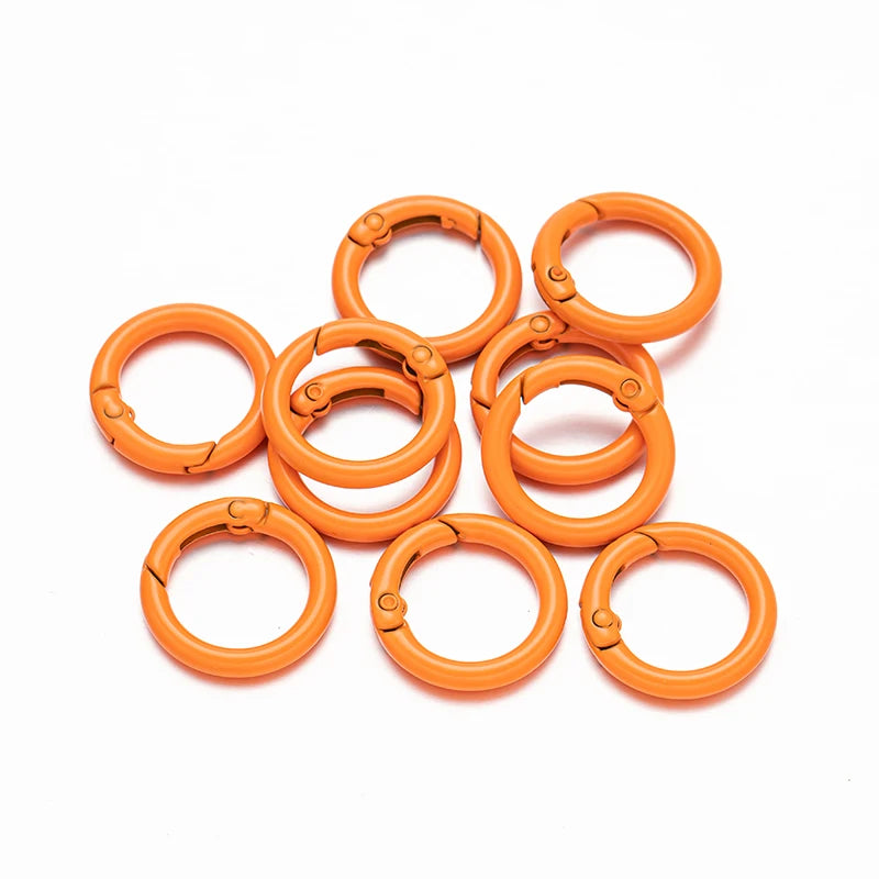 5pcs 20/25/28/33mm Metal O Ring Spring Clasps Round Carabiner Keychain Bag Clips Hook Buckles Connector For DIY Jewelry Making Oasis Select Orange Outer Size 25mm