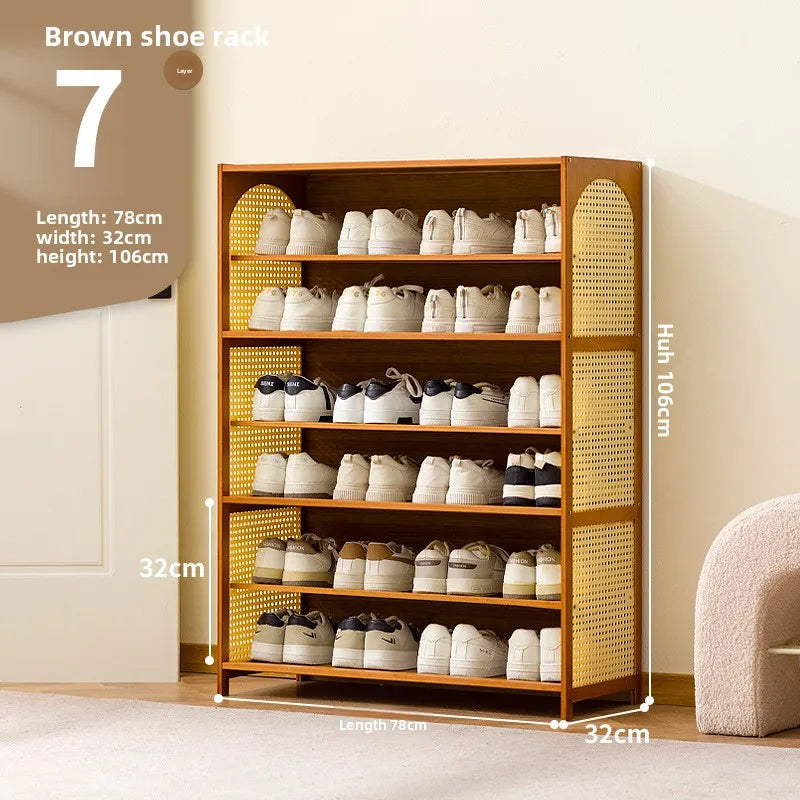 Simple shoe cabinet home door multi-layer baffle shoe rack corridor entrance economical home storage simple shoe cabinet Oasis Select Brown 7-78