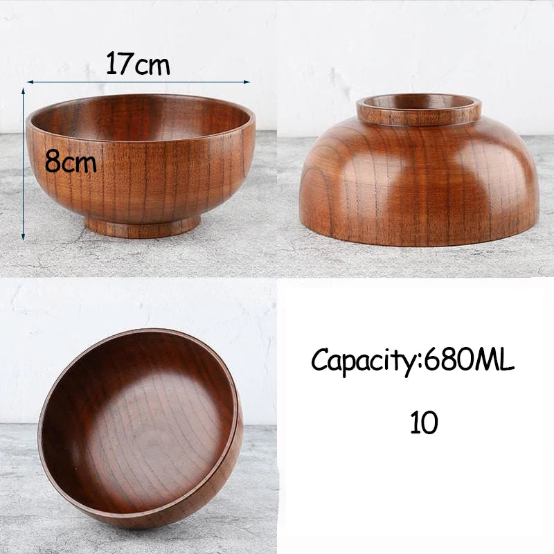 Japanese Acacia Wooden Bowl – Kids' Anti-Drop Salad Bowl Wooden Dining Bowl Oasis Select 10