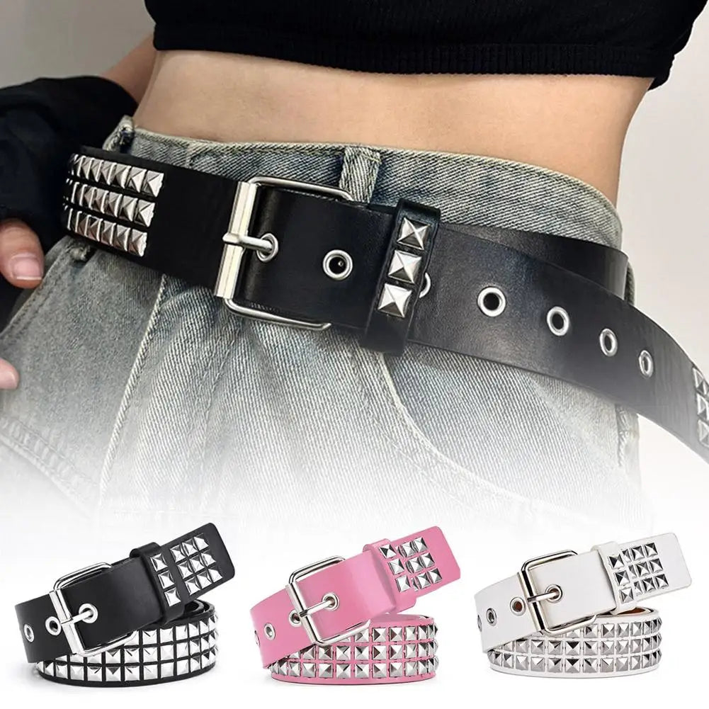 Women's Gothic Punk Studded PU Belt – Rivet Waist Cincher Fashion Belt Oasis Select