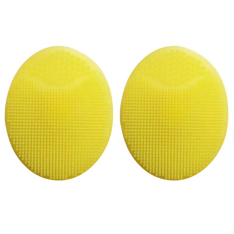 1/2pcs Shampoo Brush for Baby Infant Bathing Soft Silicone Boys Kids Shower Brush Head Hair Washing Massage Brushes Wipe Comb Oasis Select yellow-2pcs