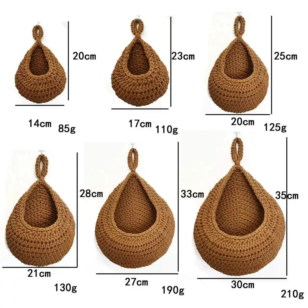 Hanging Water Droplet Net Bag Hanging Wall Vegetable and Fruit Storage Basket Handmade Cotton Rope Woven Bird's Nest Oasis Select