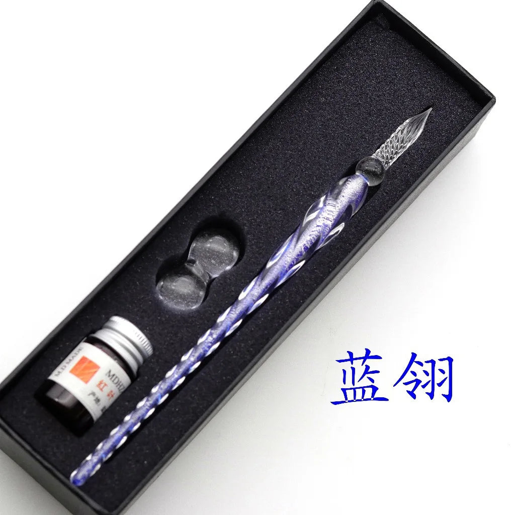 Star glass pen dipped in fountain pen gift box gold powder color ink set for students, net red Tiktok creative gift pen Oasis Select 11