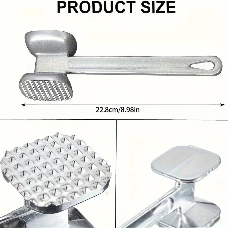 Meat Tenderizer Hammer, Stainless Steel Steak Metal Mallet Kitchen Tool Heavy Duty Durable Double-Sided Meat Tenderizer Oasis Select