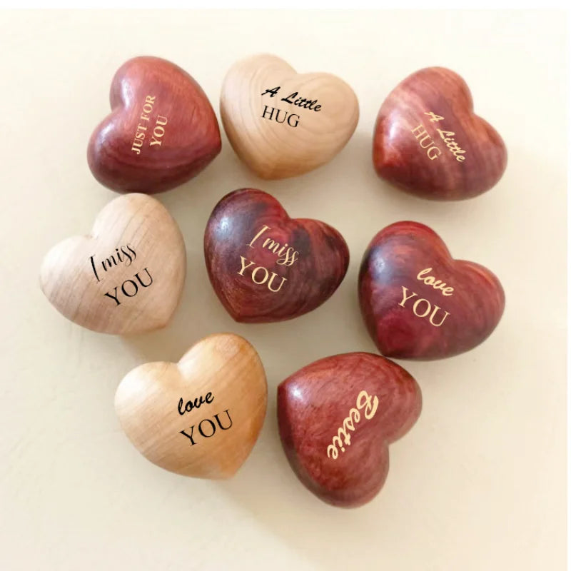 New Valentine's Day decoration pocket hug wooden heart token wooden love engraved gift Oasis Select