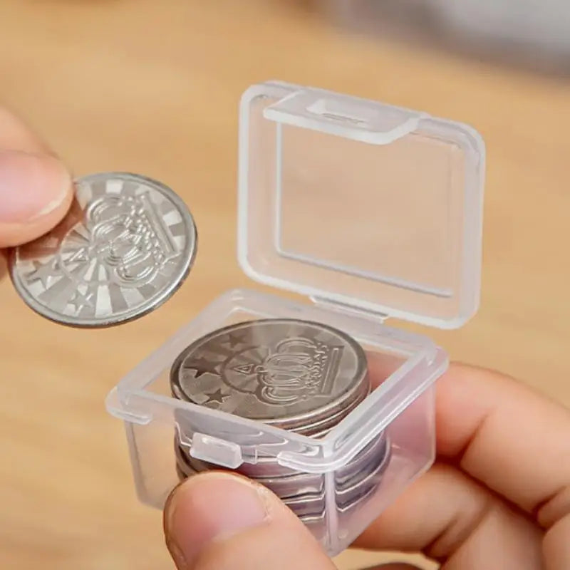 Clear Rectangular Coin Cases Capsules Container Holder Storage Box Plastic For Storing Coins Bins Oasis Select 1PCS A1