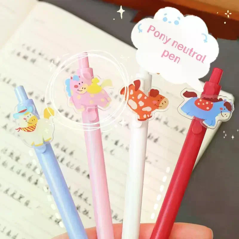 5/6Pcs Cute Pony Neutral Pen Acrylic Decorative Gel Pen Quick Drying Neutral Pen Student Stationery Office Stationery Supplies Oasis Select