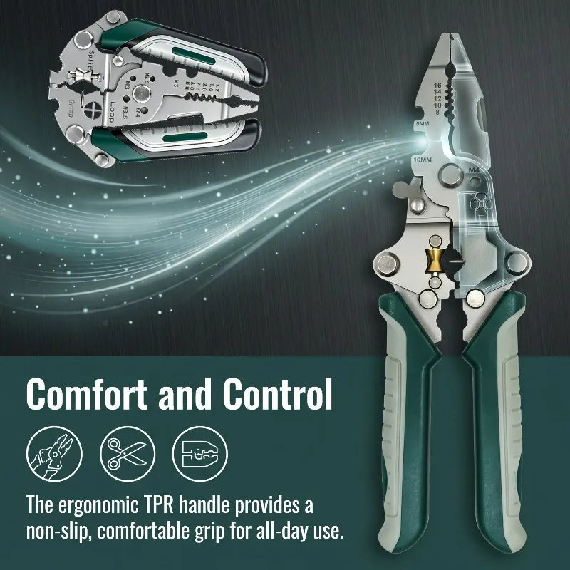 Foldable Wire Stripper, Pulley Design Multi-function Electrician Wire Splitter Wire Winding Pliers Crimping Pliers Hand Tool Oasis Select