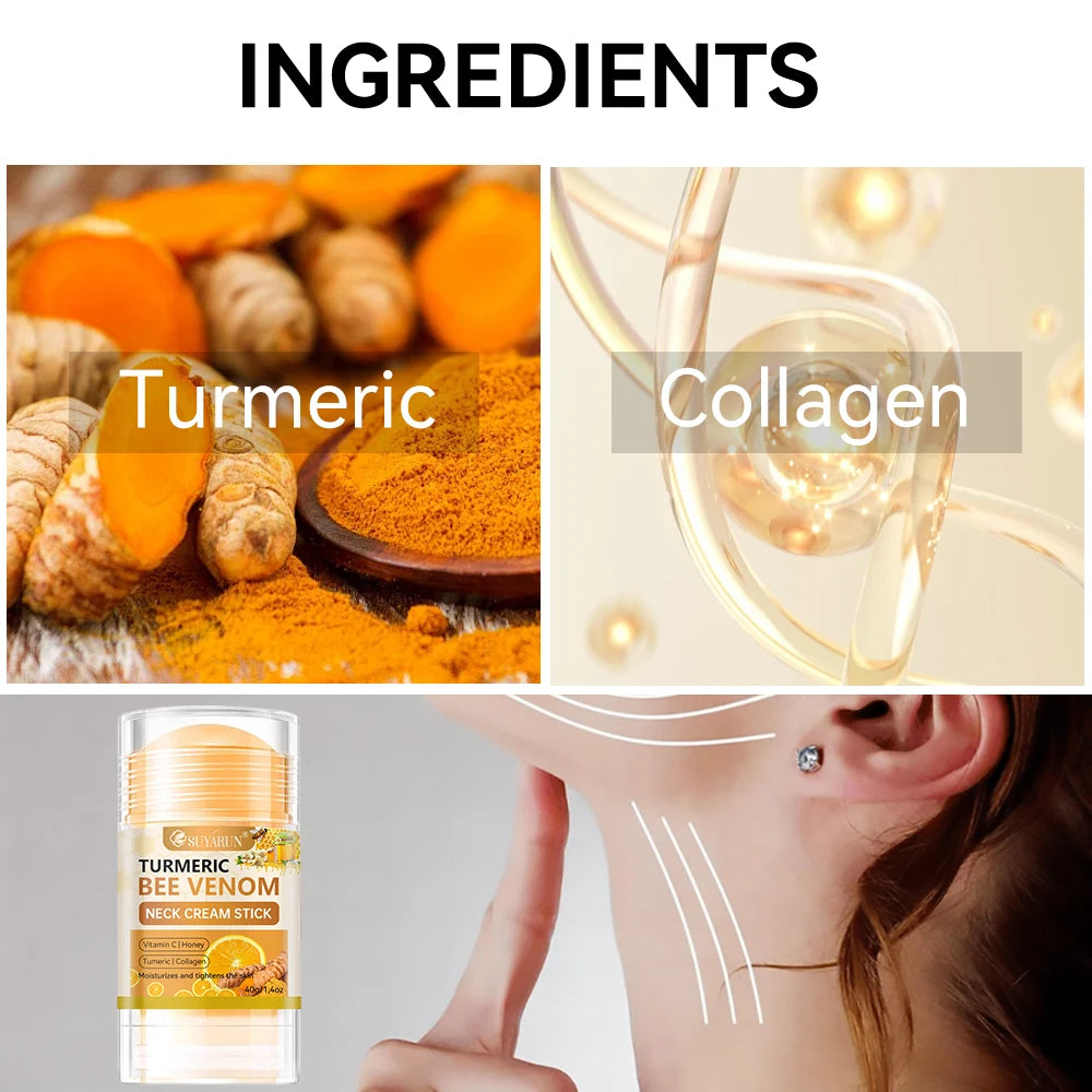 SUYARUN Turmeric Bee Venom Neck Cream Stick – Firming & Anti-Aging Neck Firming Cream Oasis Select