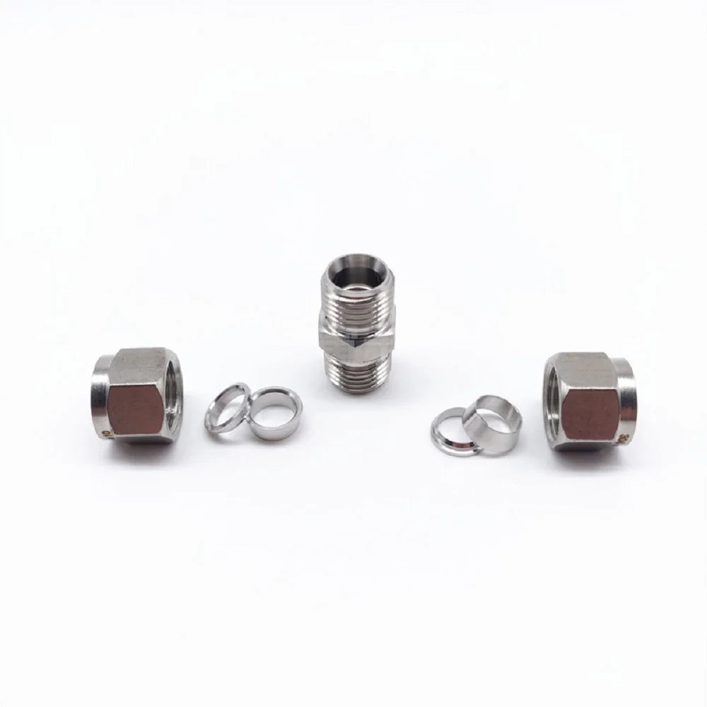 3/4/6/8/10/12mm Stainless Steel Compression Tube Fitting Straight Compression Fitting Coupler Double-Ferrule Adapter Oasis Select