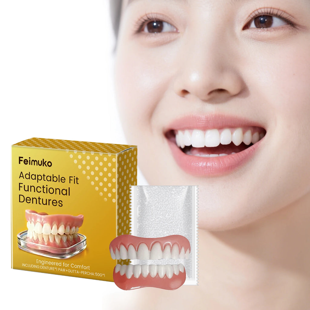 Silicone Fake Teeth Full Set – Realistic Upper & Lower Dentures Cosmetic Denture Set Oasis Select