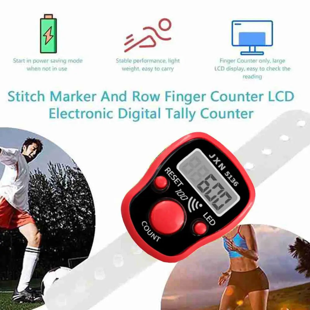 Mini Point Marker and Row Finger Meter LCD Digit Tally Counter Finger Digital Bead Timer Hand Tally Counter Clicker Oasis Select