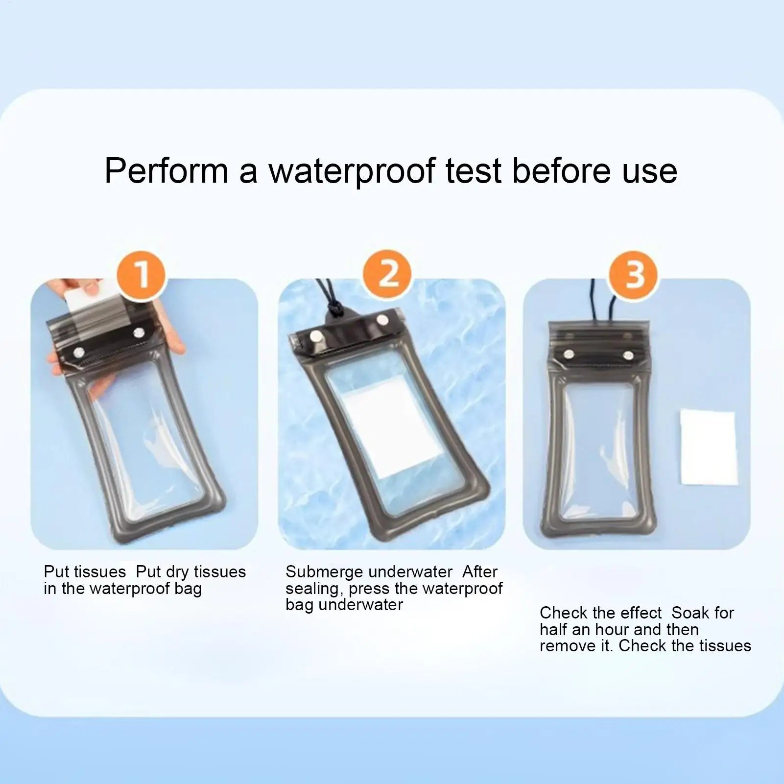Universal Waterproof Phone Case Dry Bag with Lanyard Transparent  Touch Screen   for Beach Diving Snorkeling Surfing Travel