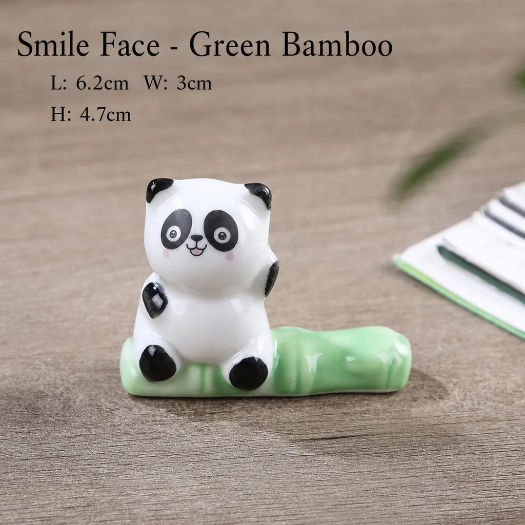 Chinese Chopstick Holder Smooth Panda Miniature Decor Panda Ceramic Chopstick Rest Dual-Purpose Ceramic Pen Rest For Dining Oasis Select Style3