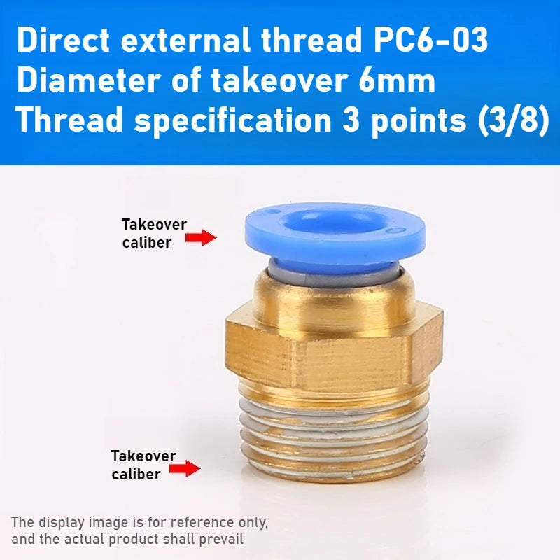 Quick Connector Tracheal Pneumatic PC8-02 Copper External Thread Straight Through Quick Insert Tracheal Connector PC1-03/12-04 Oasis Select PC 6-03 1PCS