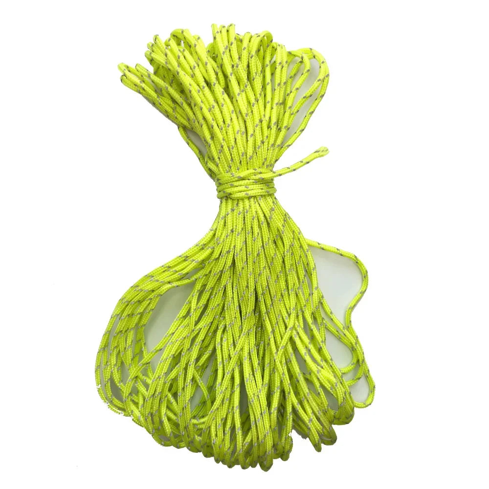20m 2.5mm Reflective Paracord Tent Cord Rope Camping Awning Rope Runner Guy Line Oasis Select Fluorescence Green