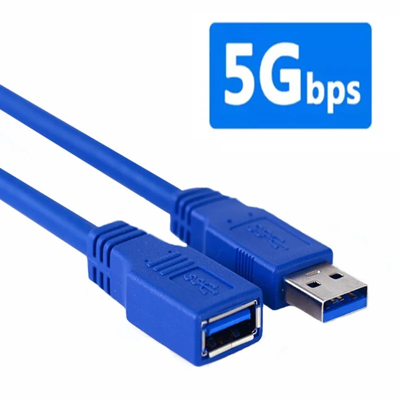 5m 3m 1m USB 3.0 Extension Cable Male to Female M/F Cord Adapter Data Transfer Charging Transmission Hard Disk Connection Cable Oasis Select blue 5m