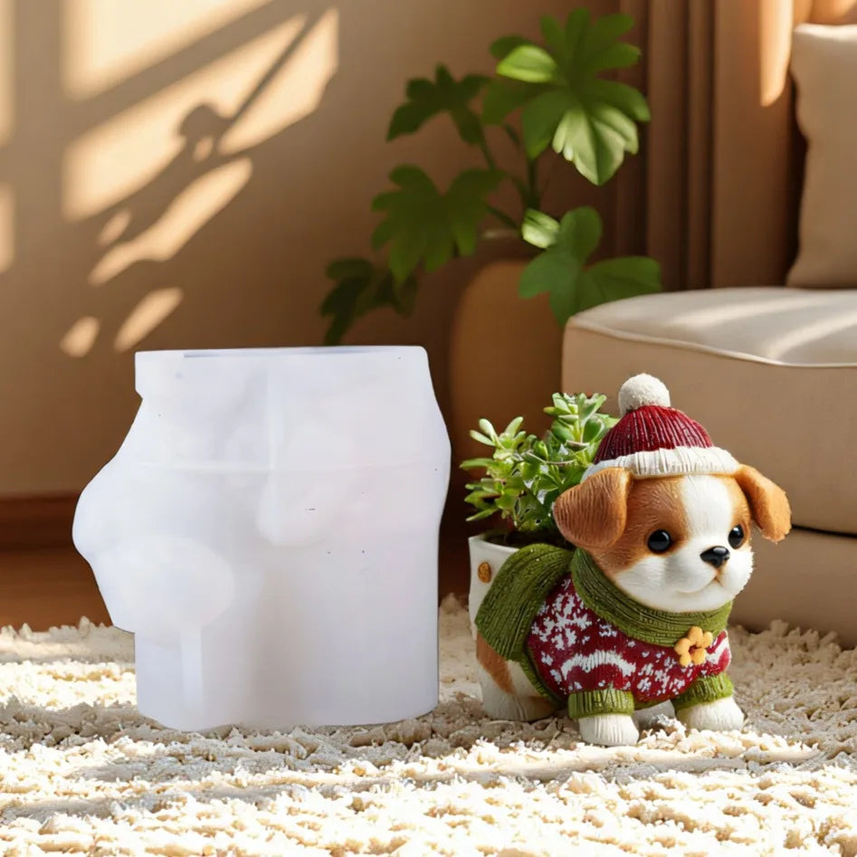 DIY Dog Flower Pot Dropping Mold Aromatherapy Candle Cup Vase Storage Silicone Mold Cement Gypsum Cup Mold Oasis Select