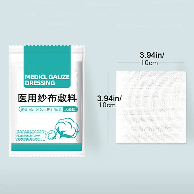 10Pcs 8 Layer Medical Absorbent Gauze Pad Wound Dressing Sterile Gauze Block First Aid Kit Gauze Pad Wound Care Supplies Oasis Select