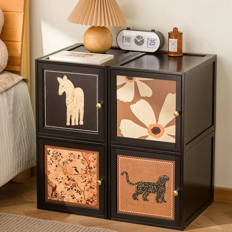 Bedside table Household bedroom Ultra-narrow storage cabinet Creative bedside table Medium antique small bedside table Oasis Select