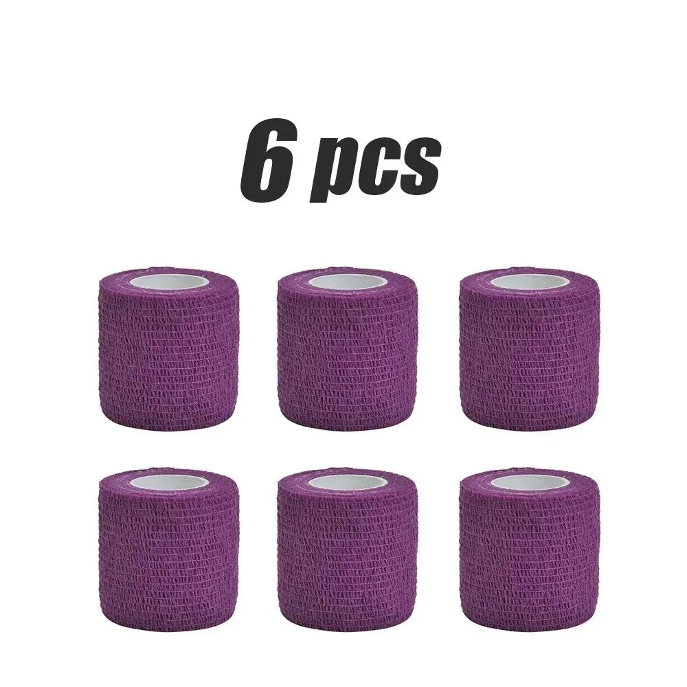 6pcs 5/7.5cm Hot SaleColorful Sport Self Adhesive Elastic Bandage Elastoplast For Knee Support Pads Finger Ankle Palm Shoulder Oasis Select 6pcs-purple 7.5cmx4.8m