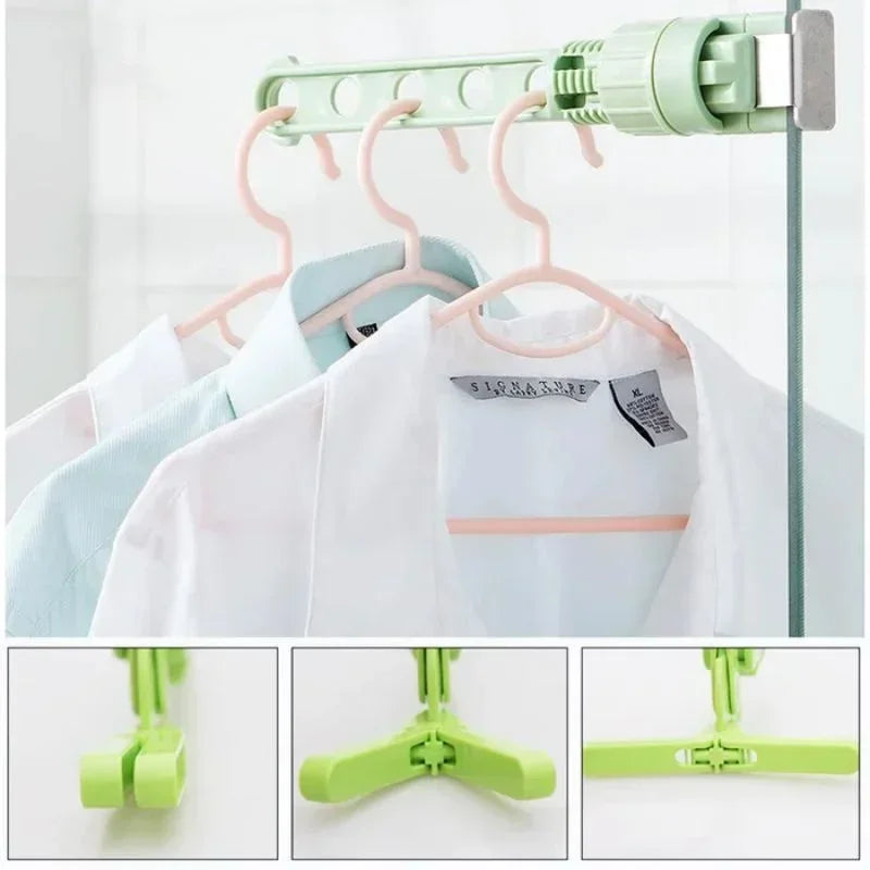 Folding Wall Mount Clothes Hanger – 5-Hook Punch-Free Drying Rack Wall Mounted Hanger Oasis Select