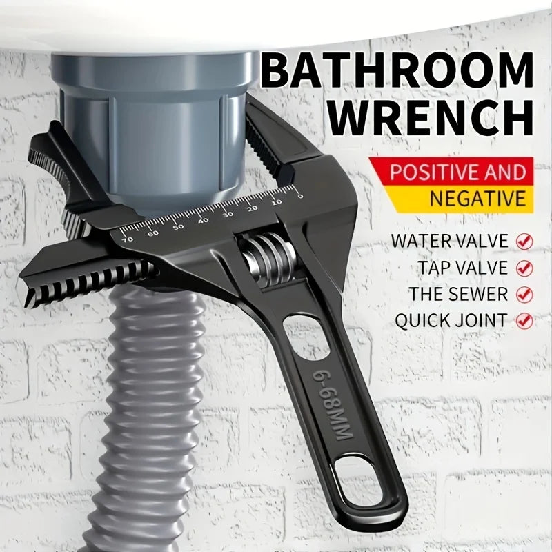 Black 16-68mm Adjustable Bathroom Wrench - Space-Saving And Multi-Functional Oasis Select black