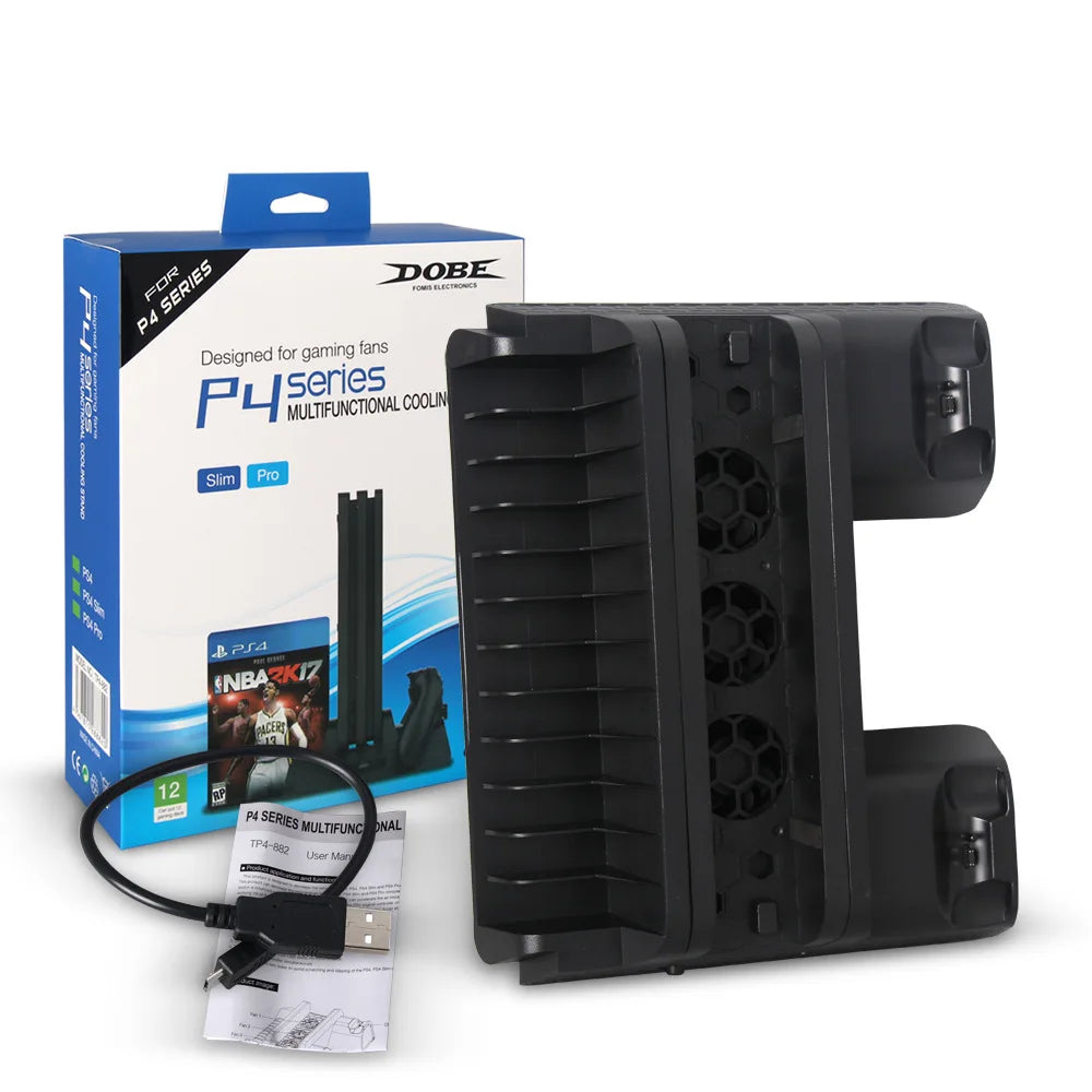 PS4 Pro Slim Cooling Stand Fan & Dual Controller Charging Dock