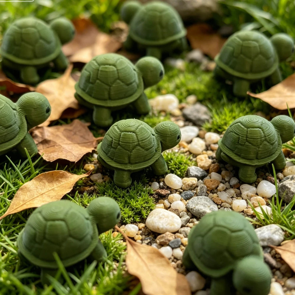 5Pcs Mini Tiny Turtle Figurine Set 3D Printing Hide Seek Micro Tortoise Ornament for Bonsai Decor Desk Prank Toy Dollhouse Decor Oasis Select