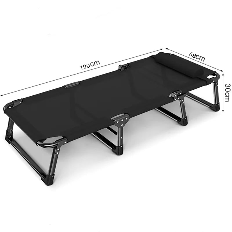 Black Teslin Folding Bed Outdoor Portable Home Office Nap Hospital Companion Marching Bed Oasis Select