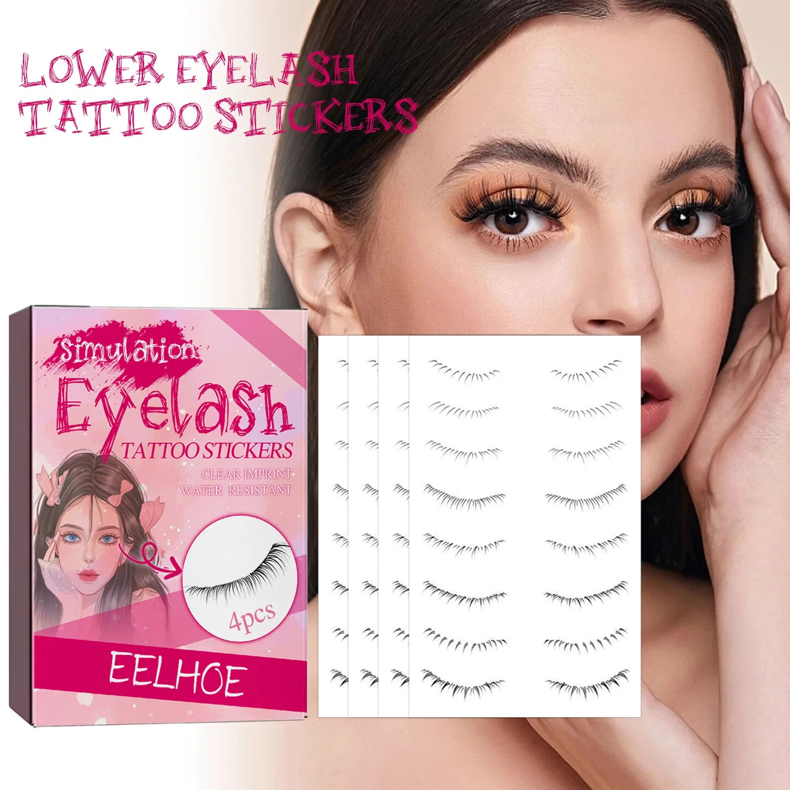 EELHOE Lower Eyelash Tattoo Stickers – 4pcs Fake Lashes False Eyelash Stickers Oasis Select