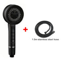 4 Modes Self-cleaning Shower Head with Silicone Brush One-Key Stop Water Massage High Pressure ABS Showerhead with Filter Oasis Select Black Hose Set